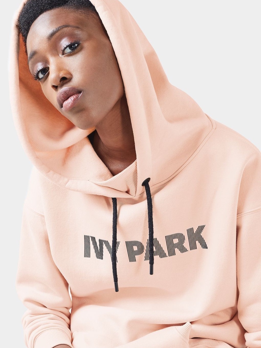 Ivy Park Blush Pink Oversized Logo Pullover Hoodie Size Medium